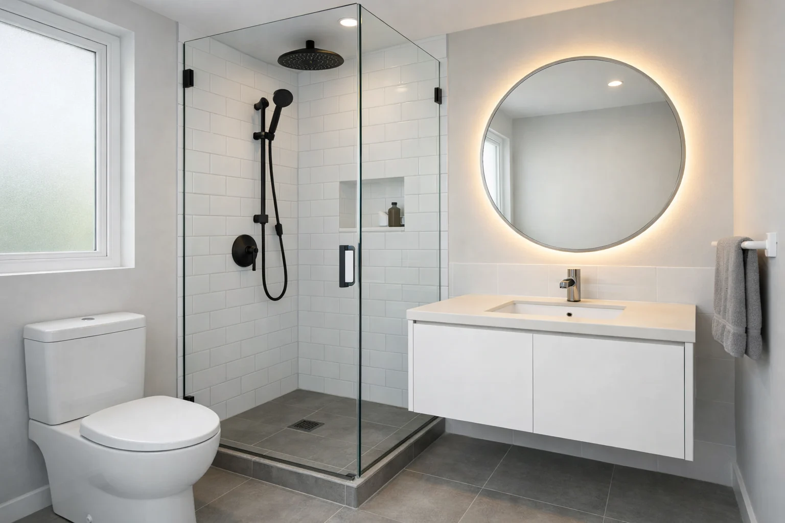 Eigenes Badezimmer mit Dusche