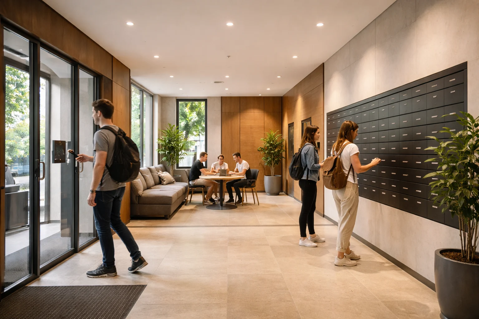 Lobbybereich der studentischen Wohnanlage