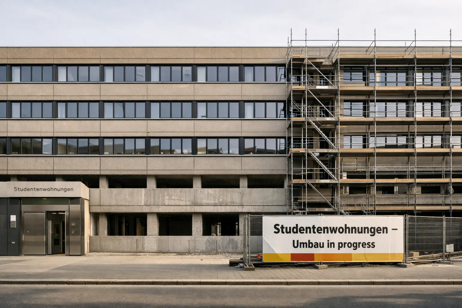 Umbauprojekt eines Buerogebaeudes zu Studentenwohnungen